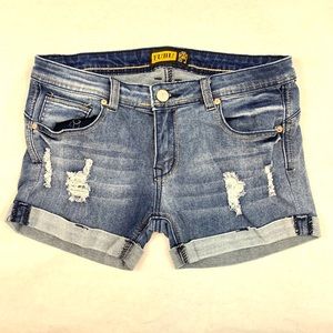 🌿 FUBU Distressed Jean Shorts